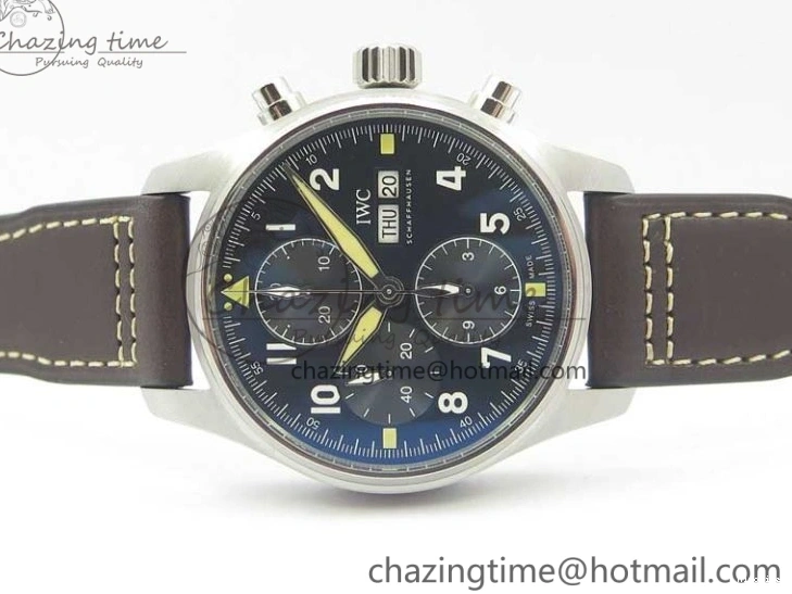 MIROTIME 0508 Pilot Chrono Spitfire IW387903 SS ZF 1:1 Best Edition Black Dial on Brown Leather Strap A OdorResistant 7127